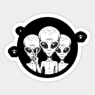 Aliens (we come in peace) UFO Sticker